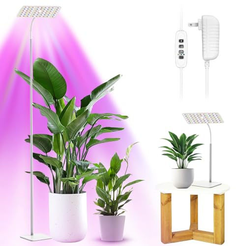 Lampada a LED a spettro completo con base per piante d'appartamento, singolo faro Grow, 126 LED, 30 ~ 180 cm regolabile in altezza, con timer 3/9/12H, 10 livelli di luminosità, 3 modalità di luce per