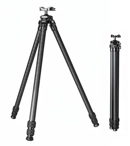 XAMOREST C283C Kompaktes Stativ aus Kohlefaser, 28 cm Rohrdurchmesser Jagdstativ, Picatinny- und Arca-Swiss-Kugelkopf mit 34 mm, Einziehbare Fußspikes, Retractable Feet Pegs
