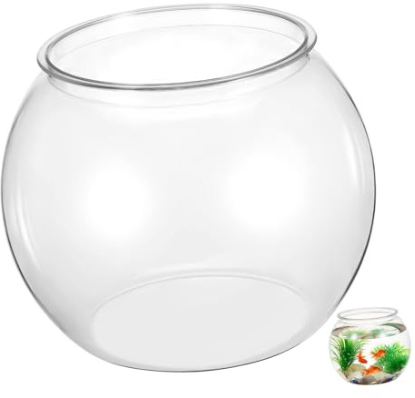 Toddmomy Transparenter Runder Pet Fischglas Klein Fallfest Langlebig Dekorativer Goldfischbehälter für Wohnzimmer Büro und Pflanzenaufbewahrung Einfache Verschönernd und Luftreinigend