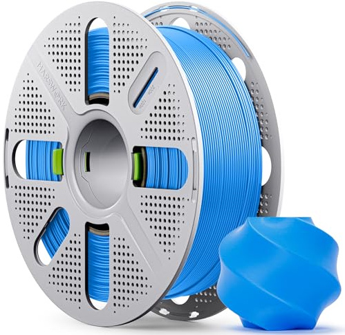 MarsWork Filamento PLA 1,75 mm, PLA Pre-essiccato con Bobina Riutilizzabile a Cambio Rapido, 1 kg, per Stampanti 3D Bambu Lab, Confezionato Sottovuoto con Sacchetto Essiccante, Ciano