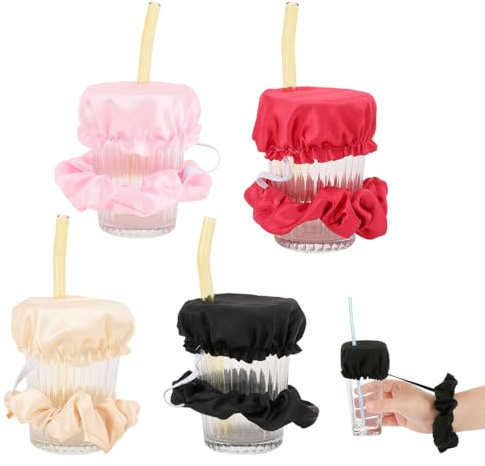 Anti Spike Drink Covers,Drink Spiking Prevention,Cup Can Drinks Mug Protector Scrunchie Straw,Dustproof,Universal,Anti Drug Spike Drink Protection Bottle Cap for Girls Bar Club Party (4PCS,Colorful)