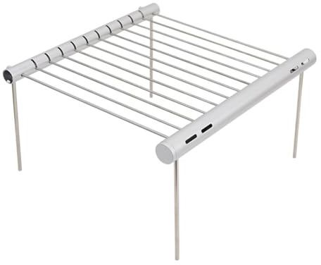 Tragbarer Camping-Grill, zusammenklappbar, Edelstahl, Grillgeschirr für Outdoor-Kochen, Rucksackreisen, Picknick, kompakter, leichter Holzkohlegrill, kompatibel mit natürlichem Feuer