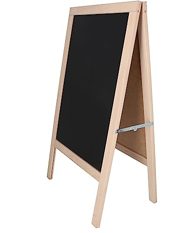 Aranaz - Pizarra Caballete con Doble Cara - Haya Maciza - Negra - Ideal para hostelería, Infantil, Restaurante, etc. - 55 cm x 34 cm x 100 cm