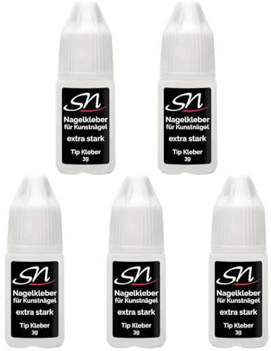 SN Nagelkleber für Kunstnägel extra stark 5 Stück Tip Kleber Nail Glue strong 3g