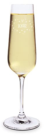printplanet® Graviertes Sektglas - Leonardo® Sektglas mit Gravur (mit Name oder Text personalisiert) - Design Herzchen