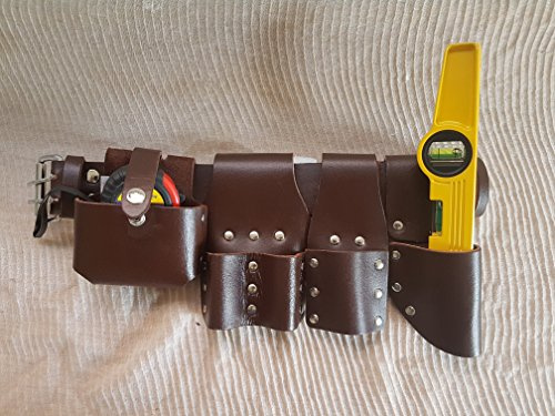 Scaffolding Leather BBI Tool Work Belt with Tool Set Spanner Ratchet Level TapePouch/Pockets/Frog (Belt Level + 5m Tape)
