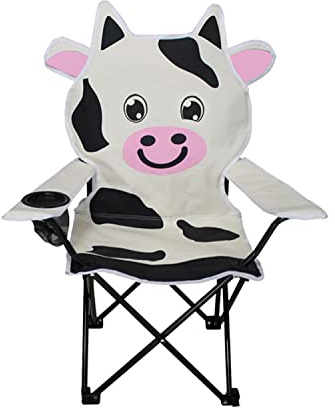 Chaise de pêche pour enfants, pliable, design vache, avec porte-gobelet et sac