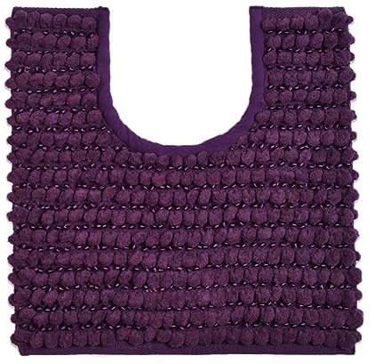 Allure Chunky Bobble Sparkle Non Slip Pedestal Toilet Mat 50 x 50cm - Super Soft & Absorbent Satin Striped Bathroom Rug (Purple)