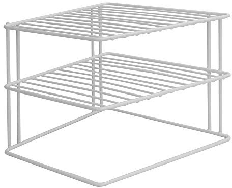 2 Tier Cupboard Corner Shelf | Kitchen Storage Organiser | Space Saving Shelf Rack | Plate & Pan Shelves | Mug & Cup Holder | Home Organisers | M&W