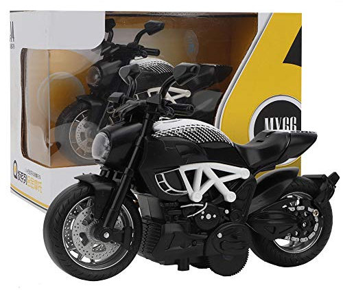 Motorrad Modell Spielzeug, elektrische Legierung Auto hohe Simulation Modell Spielzeug mit licht und Musik Bildung Spielzeug für Kinder(Weiß schwarz)