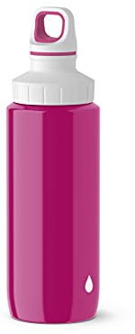Emsa N30105 Trinkflasche Drink2Go Light Steel | 0,6 L | Edelstahl | Schraubverschluss | 100% auslaufsicher & spülmaschinenfest | Pink