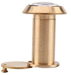ARCH Reines Kupfer Material Zuschauer Guckloch HD Glas, Türspion-Projektor 200 Grad Weitwinkel, Verlängerte Schraube for Home Office, Gebürstet Gold (Size : Small)