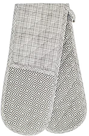 Oven Gloves, Grey, Double Oven Mitts, Heat Resistant Cooking Gloves, Machine Washable Catering, BBQ, Kitchen, Baking Mitts, Double Oven Gloves, Pot Holders