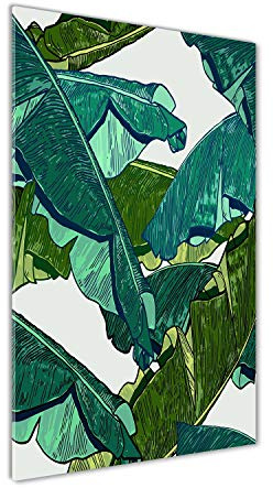 Tulup - Impression sur Verre Acrylique - 60x120 - Image sur Plexiglas - Déco Mural derrière le plastique - Tableaux pour la Mur - Mural Art Décoration - Fleurs et plantes - Vert - Feuilles de bananier