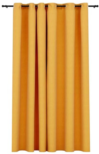 vidaXL Vorhang Verdunkelung mit Ösen Leinenoptik Verdunkelungsvorhang Kräuselband Thermo Gardine Blickdicht Thermovorhang Gelb 290x245cm