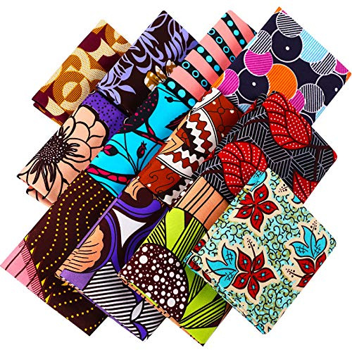 12 Pezzi Tessuto con Stampa Africana Tessuto Africano Tagliato a Misura per Cucire Copertura del Viso, Progetti Artigianali e Lavori di Patch Fai-da-Te, 19,5 x 15,7 Pollici/ 50 x 40 cm