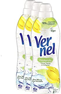 Vernel Naturals Suavizante Ylang Ylang & Hierba dulce, 100% vegano, 99% ingredientes de base natural, sin siliconas ni colorantes (96 (3 x 32) lavados)