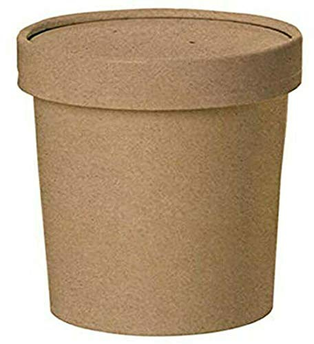 We Can Source It Ltd - Kraft Paper Soup & Ice Cream Containers 16oz with Lids – Strong Disposable Cardboard Pots for Hot & Cold Food – Ideal for Takeaway, Deli, and Catering Use - Pack of 250