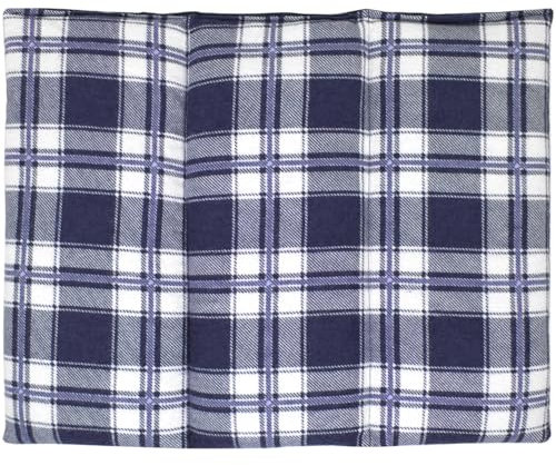 Cojín de huesos de cereza grande, 40 x 30 cm, 3 cámaras, franela a cuadros, color azul