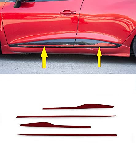 passend für Clio IV 2012-2018 4 Stück chrom rote Farbe Seitentür Streamer Zierleisten Edelstahl
