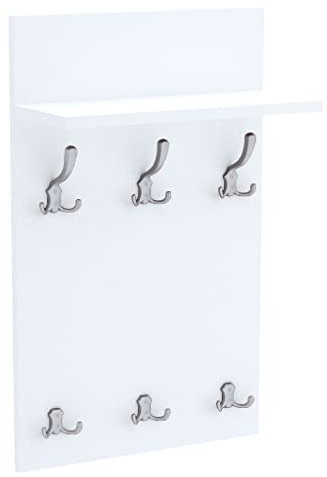 AKKE Garderobenpaneel Wandgarderobe Mit Ablage Wandpaneel Garderobe PVC Medi 70x40 cm ALUMINIUM | WEISS