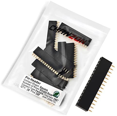 Chanzon Pin Header Strip for Arduino Gpio 15 pin x 10pcs Female Headers Pins Straight Single Row Gold Plated Pitch 2.54mm 0.1 inch for PCB Connector Machine Breadboard Electronic Circuit Board