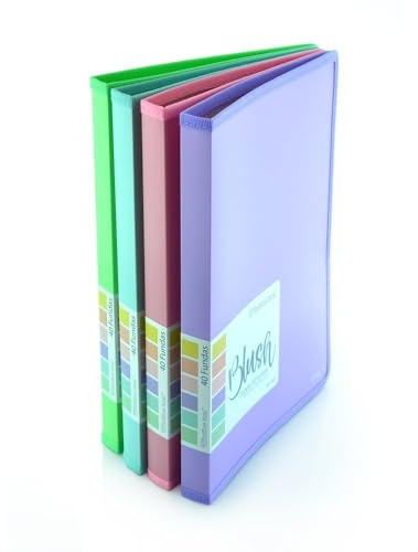 Colorline A4-Hüllenmappe mit verstärkten Stoffkanten und starren Deckeln, Indikatoren mit Innenklappe, Aufkleber und ID-Kartenfach von Office Box (40 Hüllen, lila)
