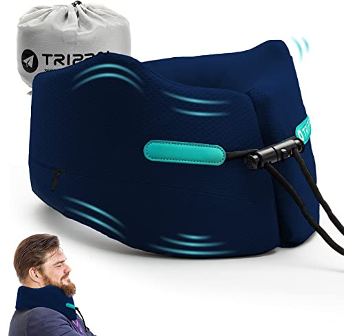 Joscoal Comfy Nackenkissen Flugzeug, Memory Foam Nackenhörnchen Erwachsene Reisekissen Reise Büro Auto Bus Zug Stützfunktion(Navy Blau, Größe L)
