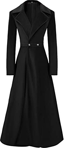 Women's Gothic Velvet Trench Coat Long Sleeve Lapel Vintage Long Cardigan Coat Steampunk Fall Winter Warm Overcoats