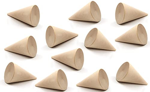 LATRAT 12 Pz Anelli espositori in legno, display gioielli supporto anello dito a forma di cono per l'esposizione di gioielli di anelli (2,9 x 5 cm)