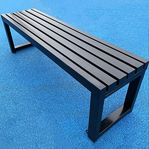 Metallbank für Den Außenbereich für Garten, Terrasse, Sitzgelegenheiten mit Sitzmöbeln Aus Lattenrost für Außenbereich, Park, Picknick, Hof, Veranda, Hinterhof, Außendekoration ( Color : Black , Size