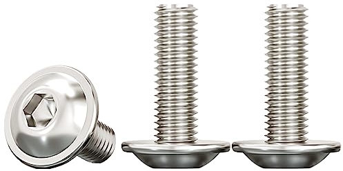 Drenky Flanged Button Head M6 Bolts 20 Pack, M6 X 16mm Socket Flanged Button Screws, 304 Stainless Steel Hexagon Socket Pan Head Screws, Rustproof