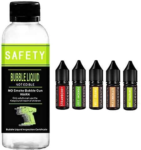 QJJML Cocktail Smoker Kit with Bubble Liquid & Essential Oil, Handheld Smoked Bubble Gun, Smoke Infuser Molecular Cuisine Bubble Machine,50ML