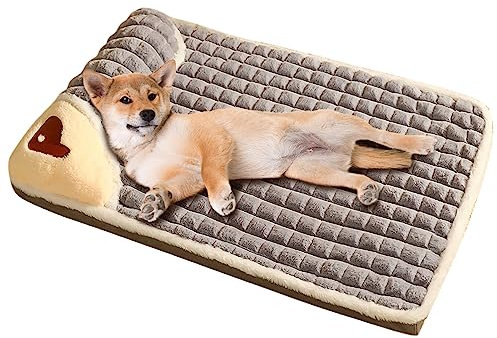 Galatée Hundebett, Gemütliches Plüsch-Hundesofa, Hundebett Mit Abnehmbarem, Waschbarem Bezug, Hundematte Für Guten Halt, Süßes Katzenbett(XL, Grau)