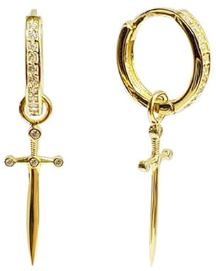 BSLVWG Hoop Manschette Ohrringe S925 Sterling Silber Dolch Ohrringe Cubic Zirkonia Hypoallergene Knorpel Ohrringe Huggie Ohr Piercing Dangle für Frauen Mädchen Geschenk Valentinstag