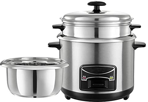Cuociriso,Cuociriso,(2-6L) Cuociriso Portatile Pentola Interna in Acciaio Inossidabile con Vaporiera,Funzioni Calde, per 1-11 Persone,4L