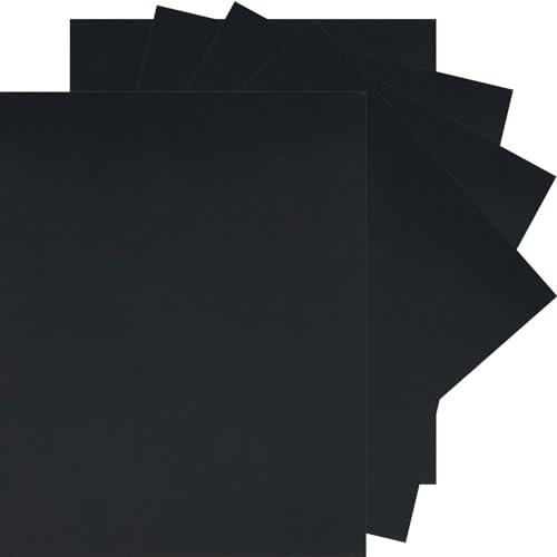 50 Blatt schwarzes Kartonpapier, 21,6 x 27,9 cm, 250 g/m²/41,7 kg dickes Kartonpapier, schwarzes Konstruktionspapier für DIY-Karten, Karton-Druckerpapier, Scrapbook-Papier zum Basteln