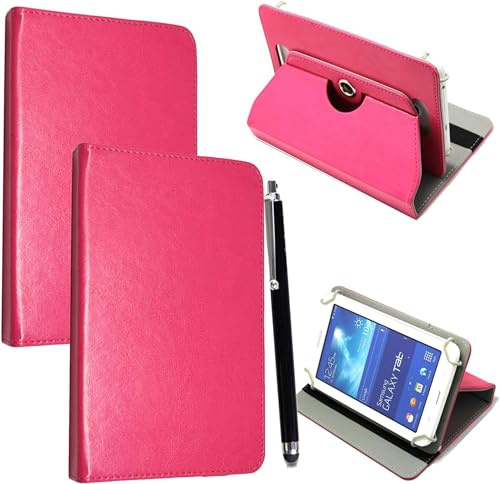 7inch Tablet Case - Universal PU Leather Stand Folio Case Cover for All 6,6.8,7 Tablets, Fit for Kindle eReaders Fire Tablet- Kobo/Voyaga/Lenovo/Sony E-Book/iPad Mini 5 4 3 2 1 (Pink)
