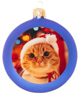 Weihnachtskugel individuell mit ihrem Text oder Foto - Ø 9cm aus Glas - Christbaumkugel mit Digitaldruck (Seidenmatt) (Blau, 1)