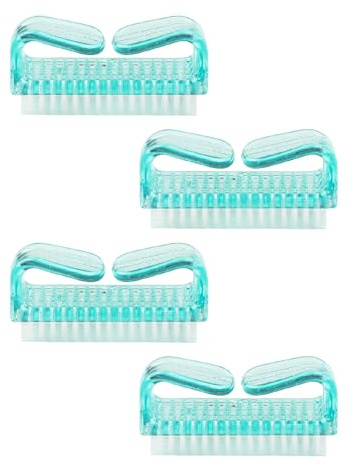Handle Nail Brushes, 4 Pcs Nail Finger Tip Scrubbing Cleaning Brush with Easy Grip Handle, Nail Art Dust Cleaning Brushes for Fingernails and Toenails, Green