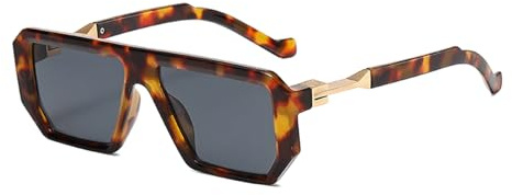 LJCZKA Trendy Sonnenbrille Eckig für Herren Damen, Klassisch Retro 70er Pilotenbrille Sonnenbrille Quadratisch Rechteckig Brille mit UV400 Schutz