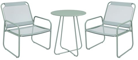Outsunny 3tlg. Bistro-Set, Balkonmöbel-Set inkl. 1 Tisch, 2 Stühlen, Gartenmöbel-Set, Gartensitzgruppe für Garten, Terrasse, Mesh, Grün