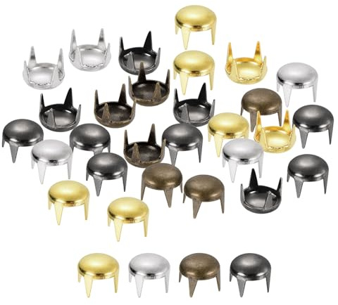 sourcing map 160Pcs Mixed Color Round Dome Rivets, 6mm Brass Spike Studs Spots Punk Rock Nailheads Claw Beads Assorted Kit for DIY Clothes Belt Bag Shoes Bracelet Leather Craft