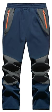 WILLIT Kinder Softshellhose Thermohose Skihose Gefüttert Jungen Mädchen Schneehose Winter Wasserdicht Winddicht Wanderhose mit Taschen Navy XXL