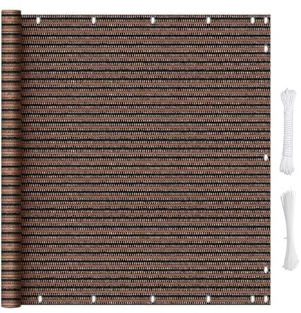 Balkon Sichtschutz Ohne Bohren 130 x 260 cm Wind- Und Uv-Schutz Windschutz Balkonverkleidung mit Kabelbinder Ohne Bohren Sichtschutz für Balkon, Braun