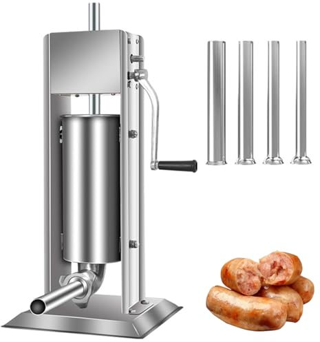 Sausage Stuffer Maker,vertical Meat Filler Stainless Steel,thickened and Widened Base,replaceable Mouthpiece Is Faster, 3L-15l Capacity,two Speed Adjustment Gear,commercial and Home Use 5L