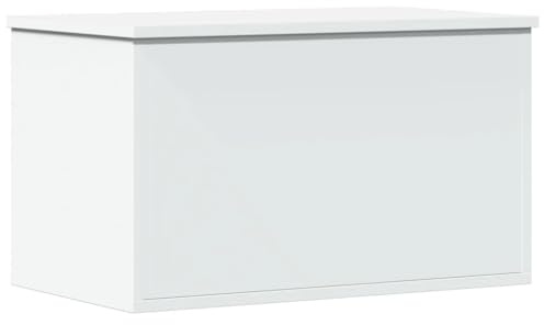 vidaXL Caja de almacenaje Madera de ingeniería Blanco 60x35x35 cm, Caja de Mantas, Cofre de Almacenamiento, baúl de Juguetes, Caja de Juguetes