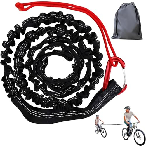 Esshogo 1 Satz Abschleppseil Fahrrad, 3 Meter Abschleppgurt Elastisch,Schwarz Zugseil Kinder, Elastisch Abschleppseil für Fahrrad, Fit für Kinder Oder Erwachsene Mountainbike