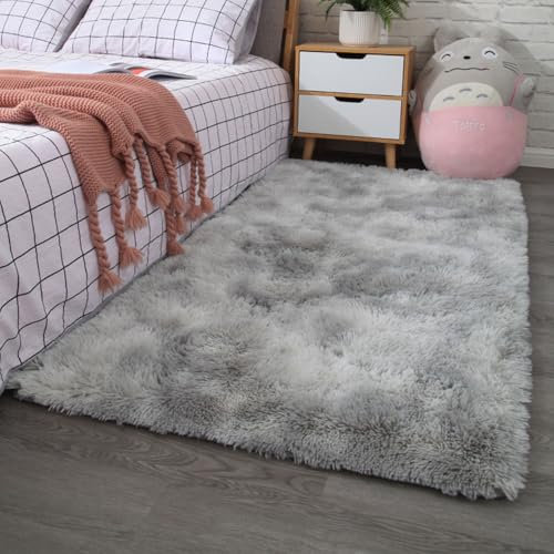 XUEDNGM Weicher Und Flauschiger Teppich 200 x 260 cm Flauschig, Weich, Pflegeleicht, Anti-Rutsch, Waschbar Moderner Hochflor Teppich Wohnzimmer für Wohnzimmer, Schlafzimmer, Hellgrau