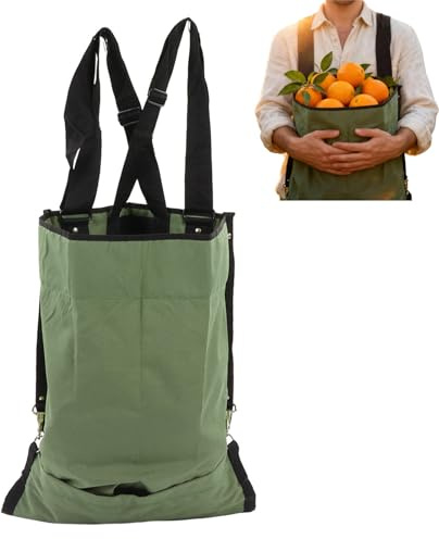 lvifloae Obstpflücktasche, grün, Doppelschnalle, 600D-Oxford-Stoff, verstellbar, Erntegarten, Garten, Gemüseschürze, Apfel, Obstgarten im Freien, Bauerngarten für Gärtner zum